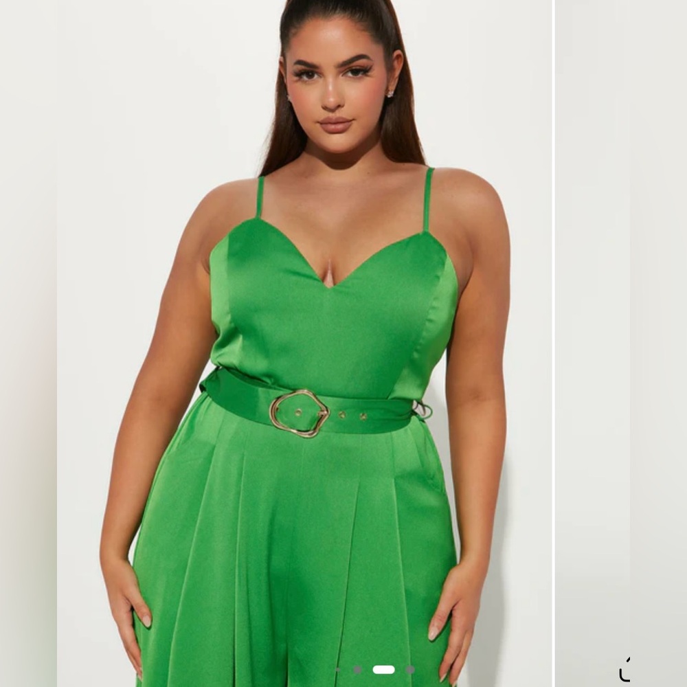 Fashion Nova Vibrant Green Belted Jumpsuit - Picture 2 of 5